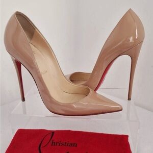 Authentic christian Louboutin So Kate 120mm nude patent pump